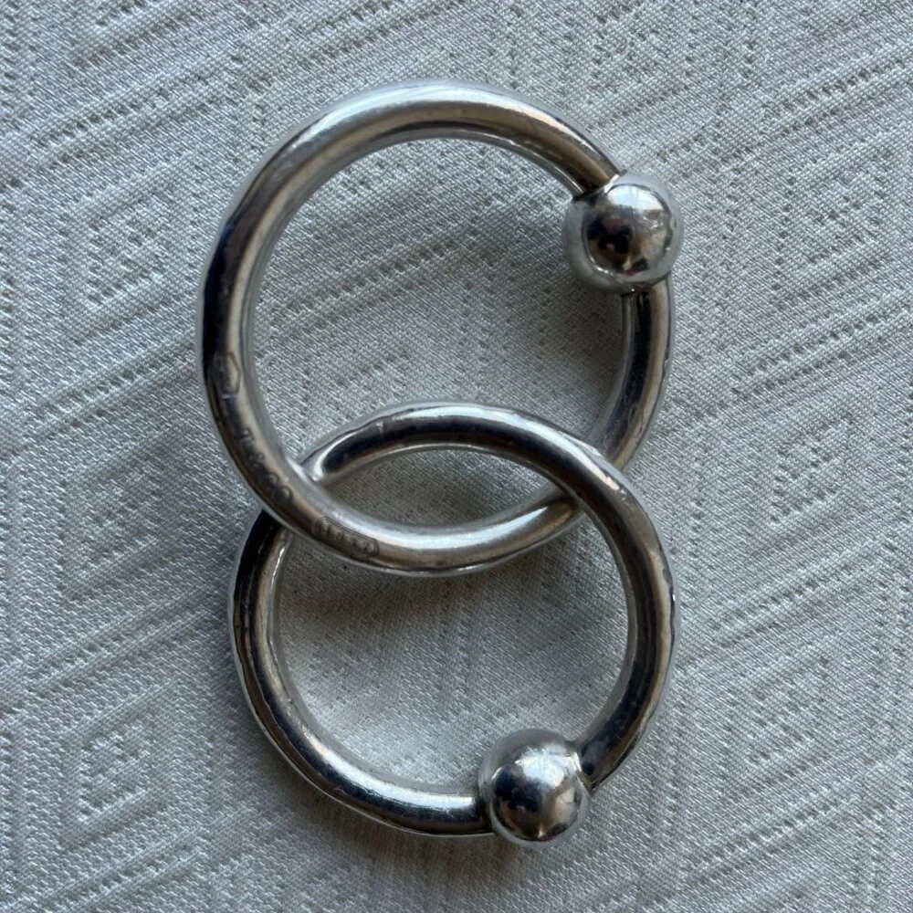 Tiffany & Co. 1837 Double Circle Baby Rattle Sterling Silver 925 teething ring